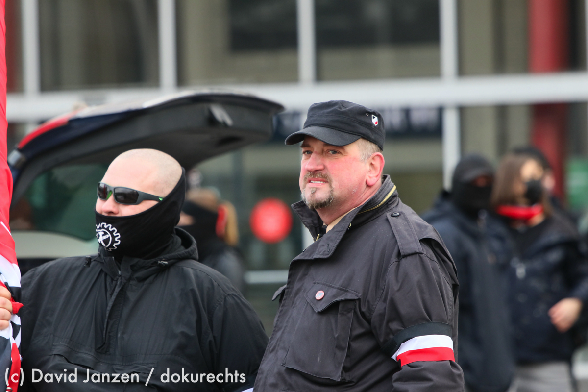 "Urgestein" der rechten Szene: Martin Kiese bei einer Kundgebung der Partei "die Rechte" am 25.01.2021in Braunschweig.